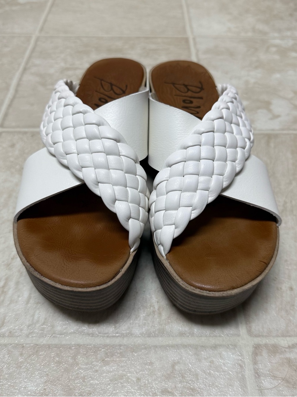 Blowfish White Braided Slide Sandals